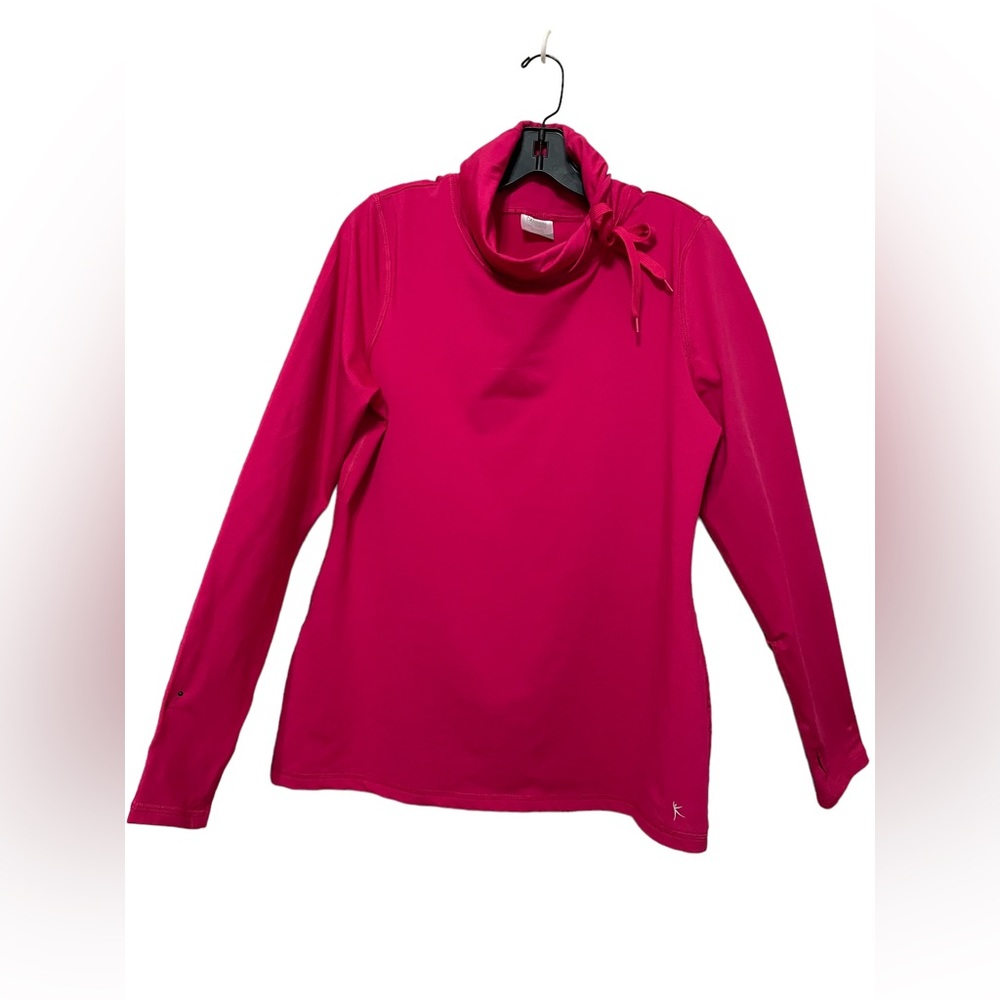 Danskin Fuchsia Pink Long Sleeves loose adjustable Turtle Neck top  size Large